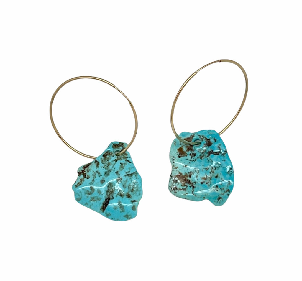 Turquoise Slab Slide Earring