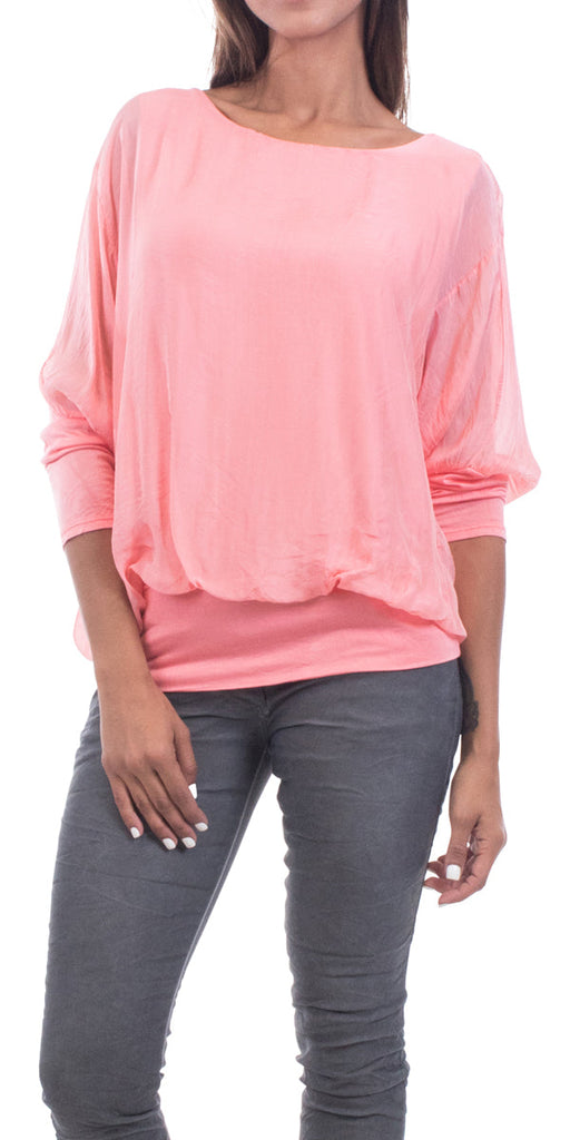 Italian Silk Banded Bottom Blouse