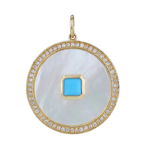 14K Mother Of Pearl And Turquoise
