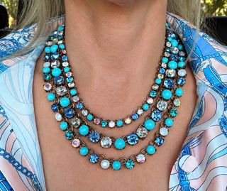 Set Turquoise Multi Strand Necklace