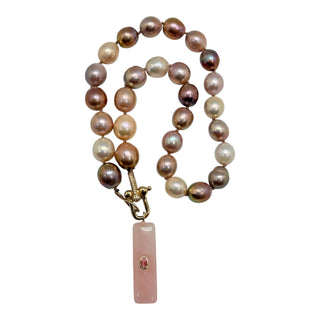 Pink Pearl and Rose Quartz Necklace