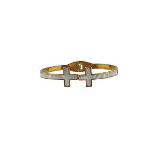 White Double Cross Bracelet