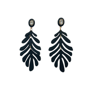 Black Wooden Leaf Earring