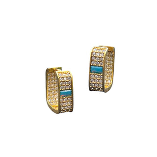 CZ Square Hoop With Gemstones