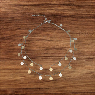 Two Tone Circle Dangle Necklace