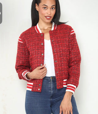 Red Reversible Varsity Bomber Jacket