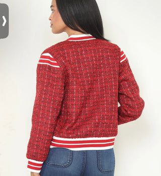 Red Reversible Varsity Bomber Jacket
