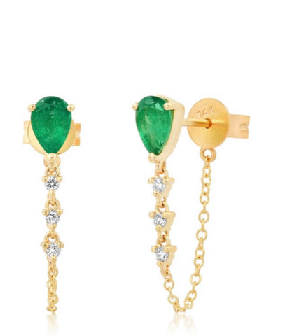 Green Front And Back Earring