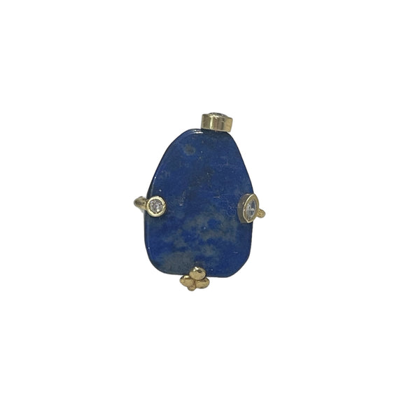 Lapis And CZ Adjustable Ring