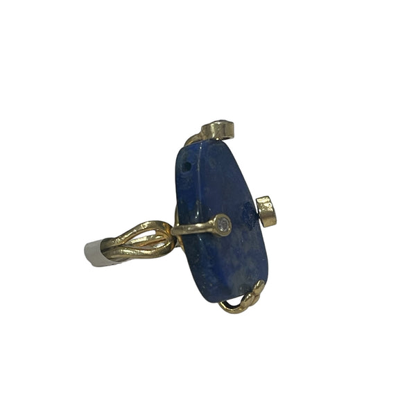 Lapis And CZ Adjustable Ring