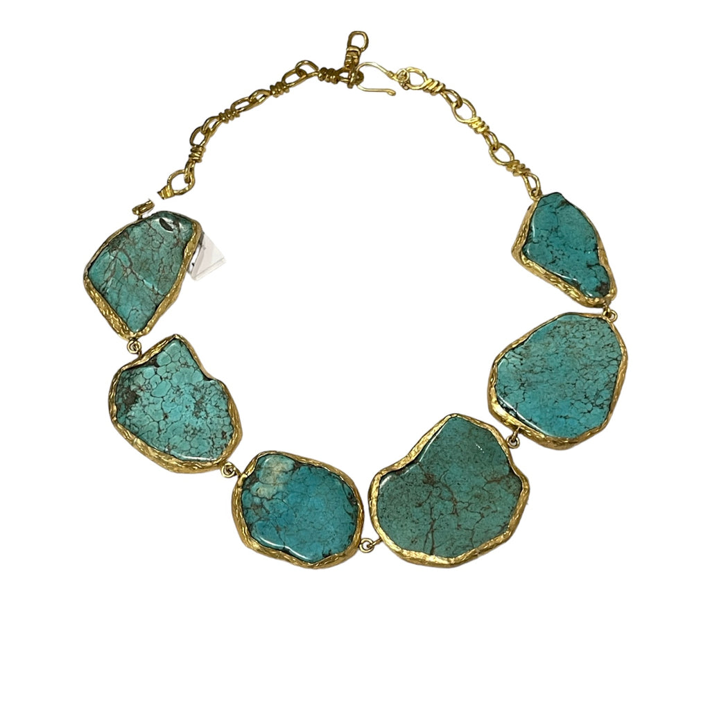 Gold Trim Turquoise Necklace