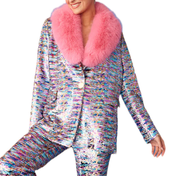 Multi Sequin Blazer With Detachable Collar