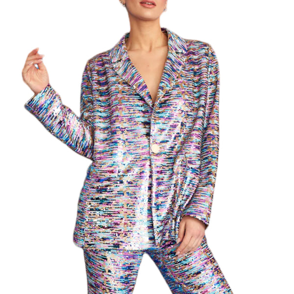 Multi Sequin Blazer With Detachable Collar