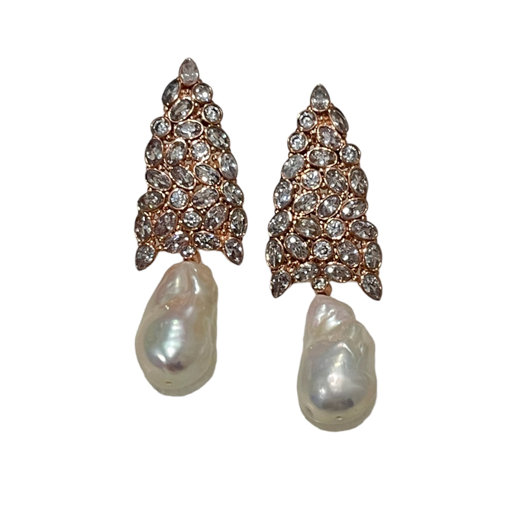 Rose Gold And Pearl Statement Earring