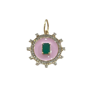 Pink Enamel 14 K Pendant