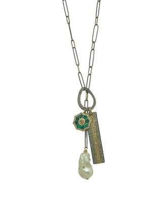 Diamond Two Tone Cluster Necklace