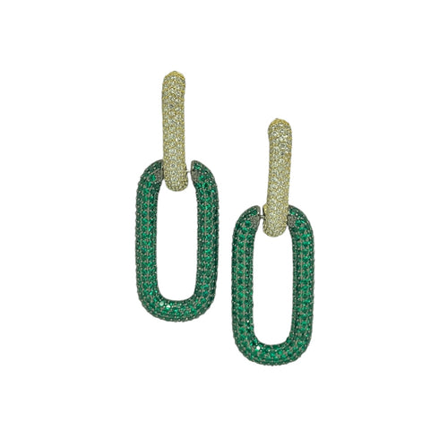 Green CZ Buckle Earring