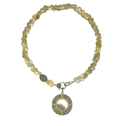 Citrine Necklace With Diamond Clasp