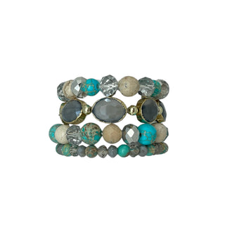 Blue And Beige Bracelet Set
