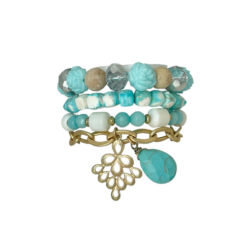 Turquoise And White Bracelet Set