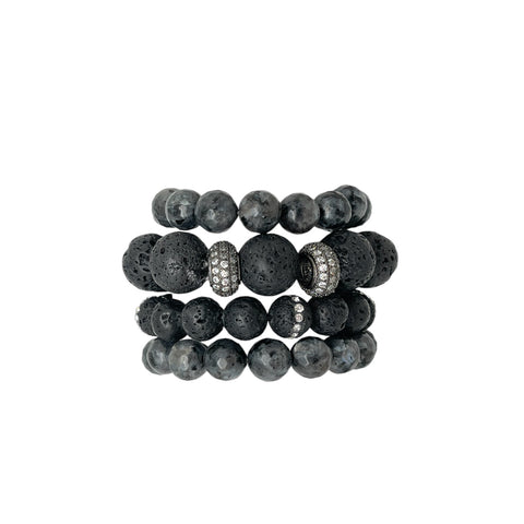 Black Lava Stretch Bracelet Set