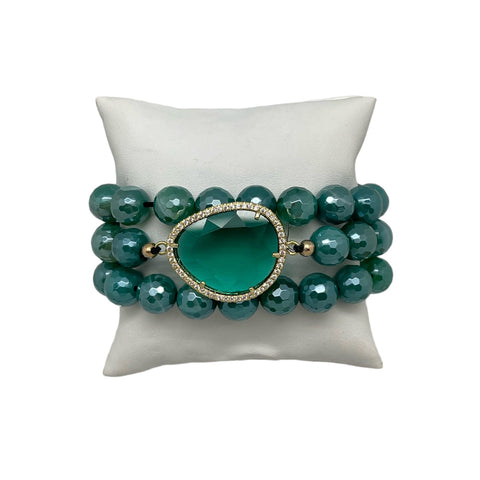 Green Agate Bracelet Set