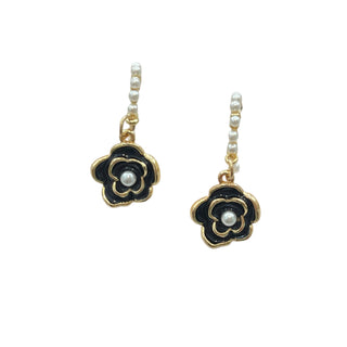 Pearl Hoop With Flower Drop