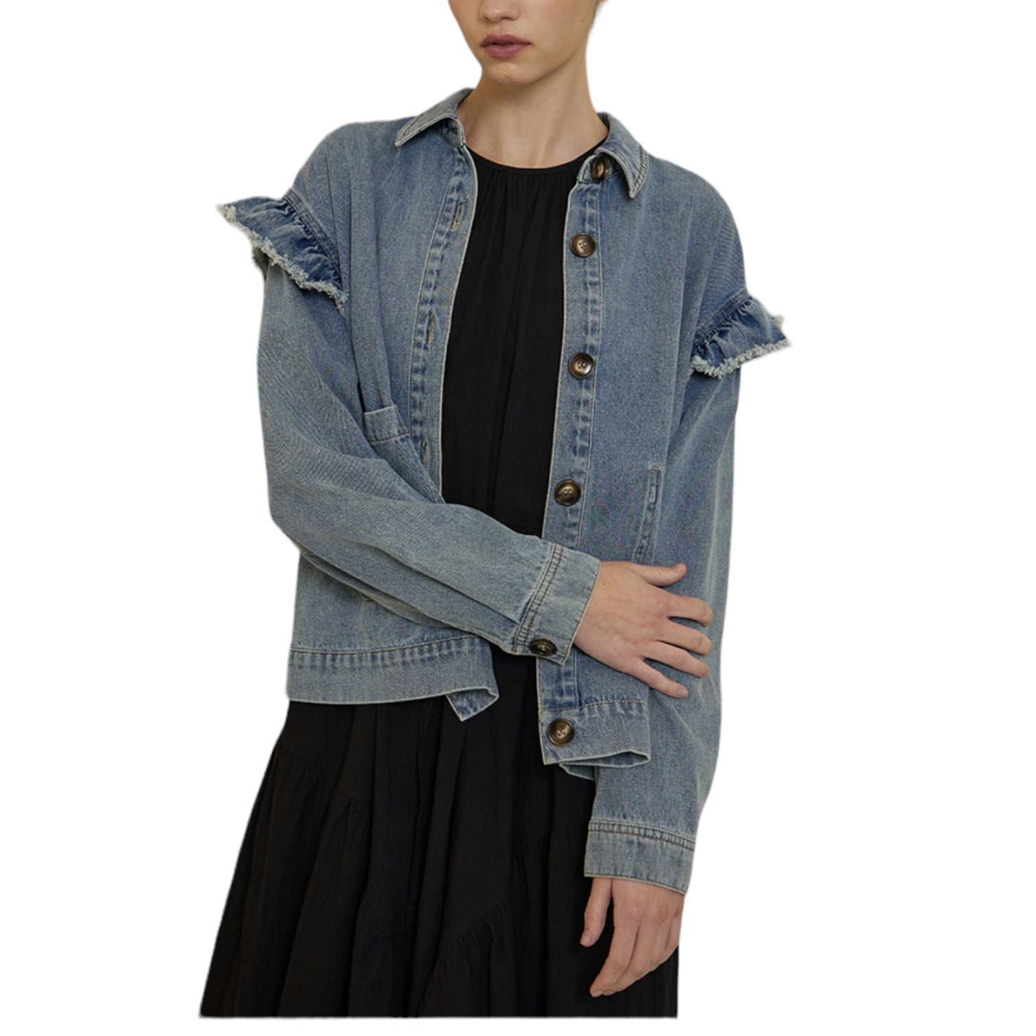 Ruffle Denim Jacket