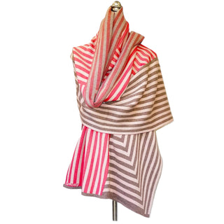 Coral And Brown Cotton Travel Scarf