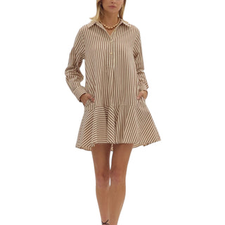 Rust Striped Dropped Waist Dress