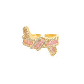 Pink Baguette Loop Ring