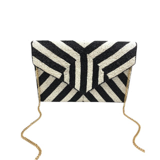 Black And White Beaded Clutch