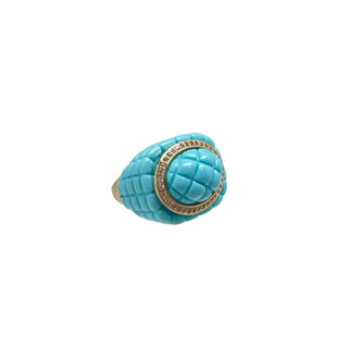 Carved Turquoise Statement Ring