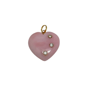 14 K Diamond And Rose Quartz Heart
