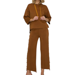 French Scuba Pearl Embellished Pant Set