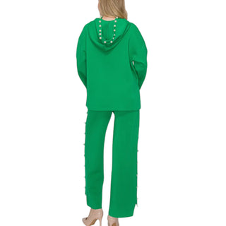 French Scuba Pearl Embellished Pant Set