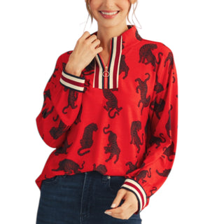 Leopard Striped Red  Top