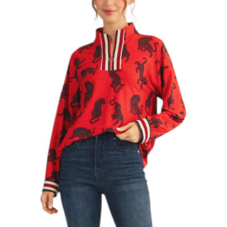 Leopard Striped Red  Top