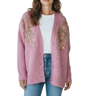 Bejeweled Pink Oversized Sweater