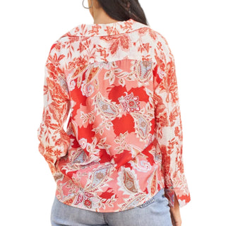 Red Floral Patchwork Blouse