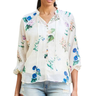 Botanical Print Sheer Top