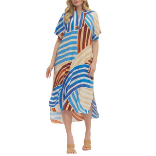 Striped Abstract Sand And Wave Dress