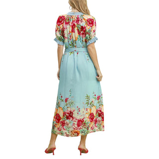 Mix Floral Print Midi Dress
