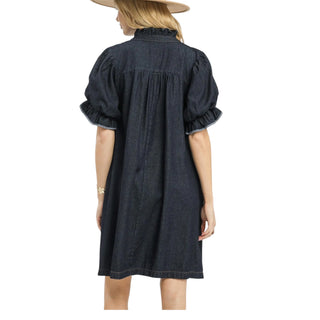 Smocked Denim Boho Puff Sleeve Dress