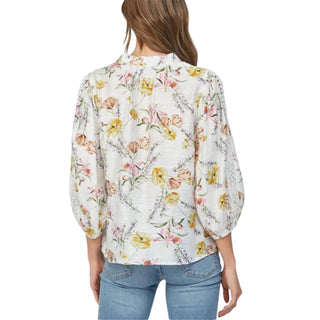 Cream Floral Long Sleeve Blouse