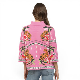 Pink Jaguar Palm Tree Sweater