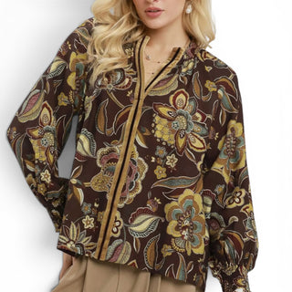 Brown Abstract Print Shirt