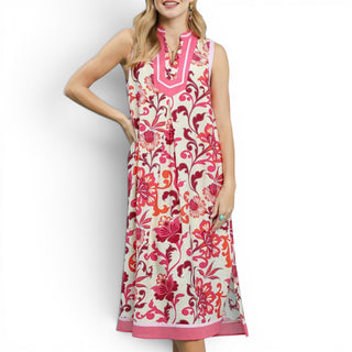 Pink And Orange Summer Sleeveless Dress