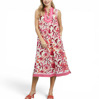 Pink And Orange Summer Sleeveless Dress