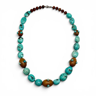 Turquoise And Wood Necklace
